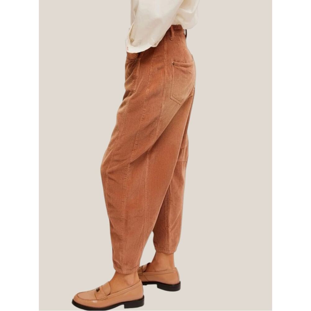 Free People Good Luck Cord Barrel Jeans Tan Brown Neutral Size 27 Corduroy - Picture 5 of 15